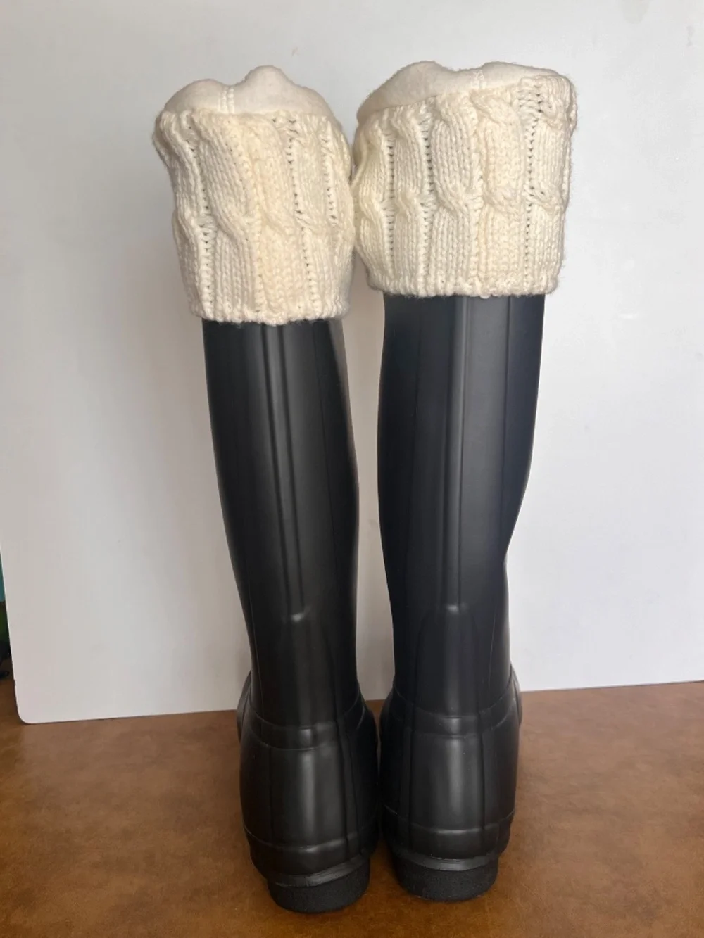 Tall, Black Matte Hunter Boots with Liner